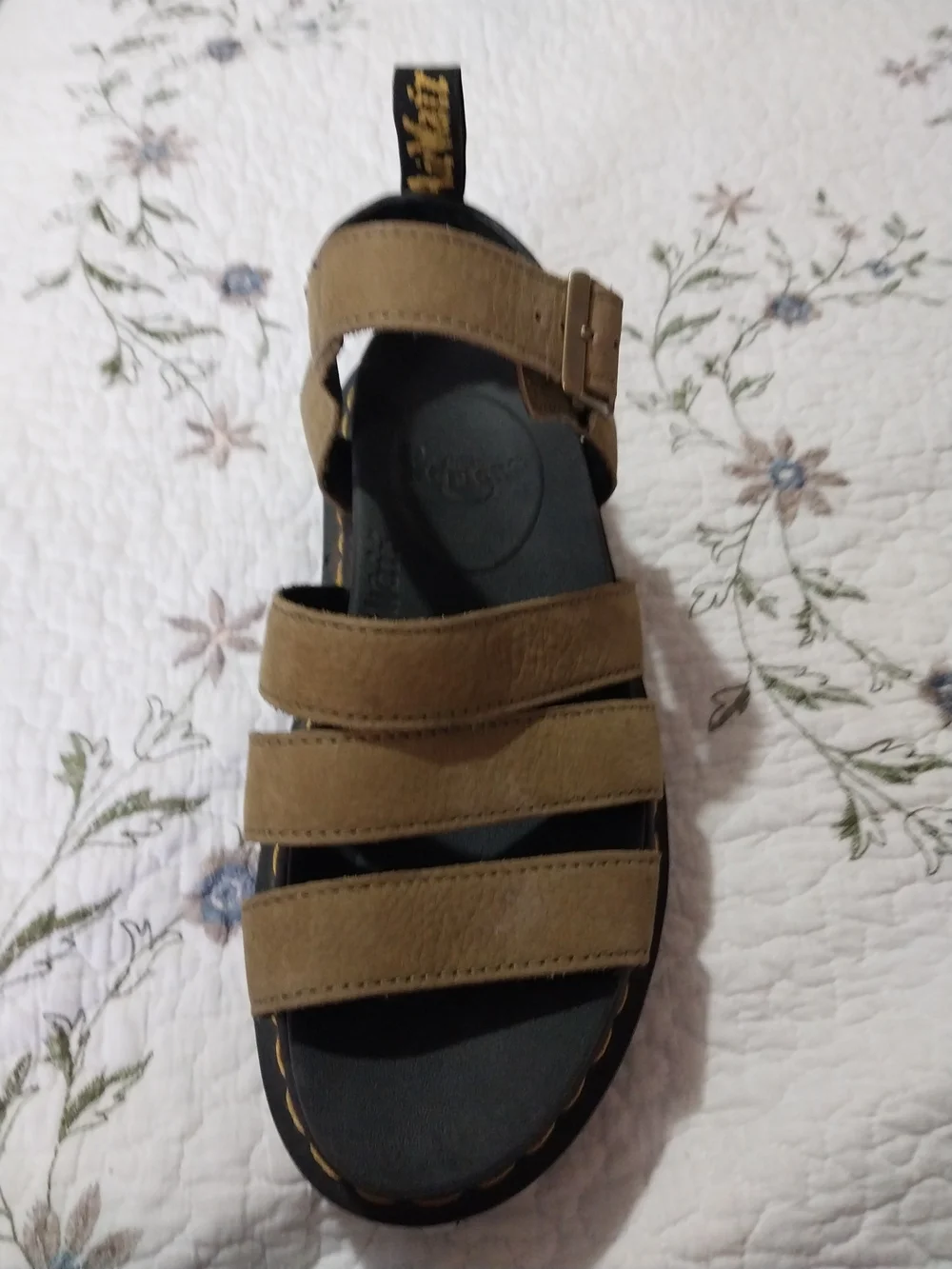 Dr. Martens Women's Blaire Brown Nubuk Leather  Triple-Strap Platform Sandal S8